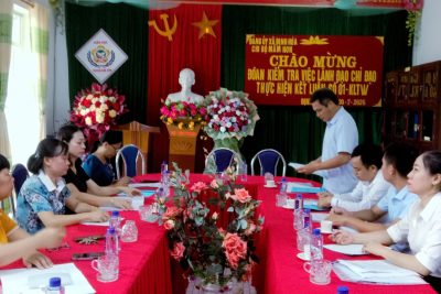 Chi bộ trường Mầm non Định Hoá đón Đoàn kiểm tra của Đảng ủy xã Định Hoá.
